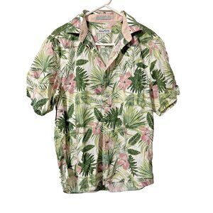 Tommy Bahama Cotton Hawaiian Floral Button Down Shirt Size Medium